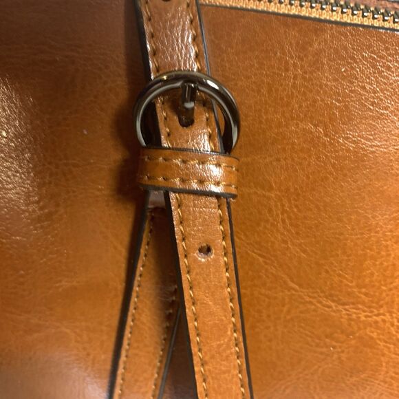 MDBM Maison de Beauté Provence Tan Leather Front Pocket Tote Handbag Messenger - Picture 6 of 13